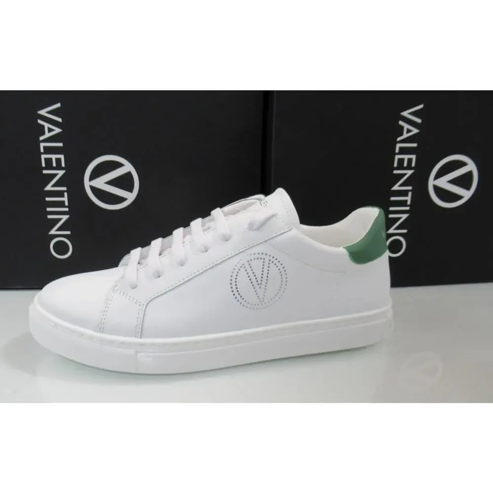 VALENTINO By Mario Valentino Petra Lace Up Logo Sneakers White / Green Size 8.5